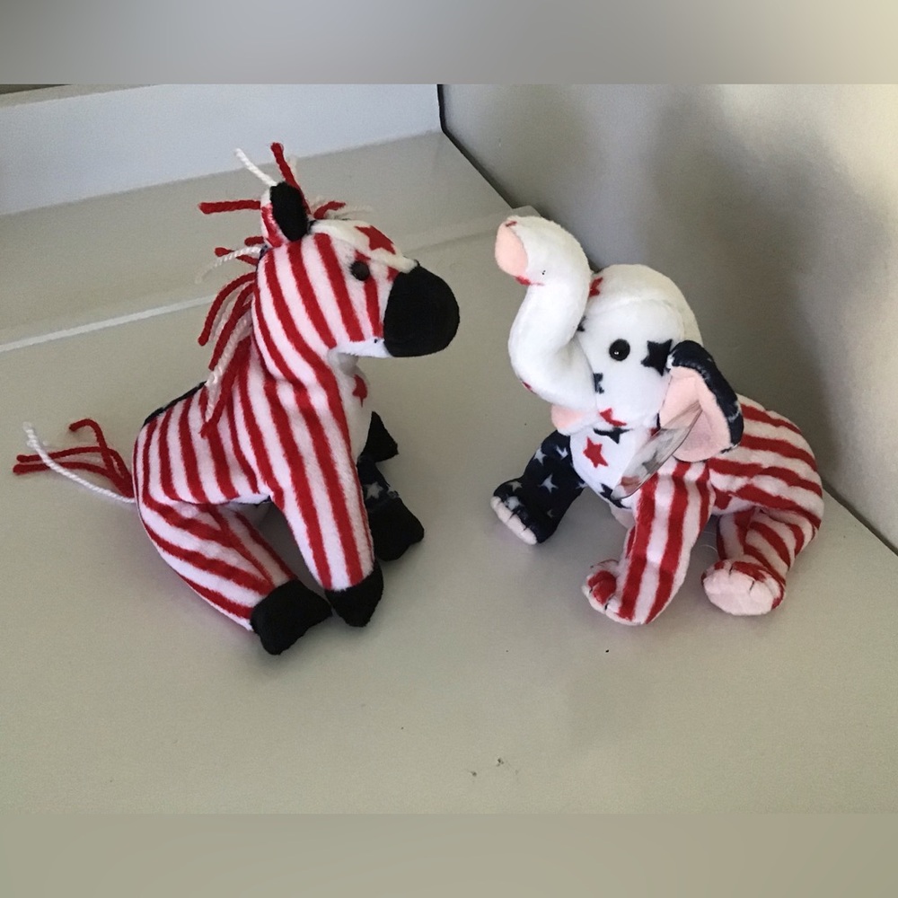 Ty Beanie Babies Lefty and Righty 2000 Democrat and Republican Beanies